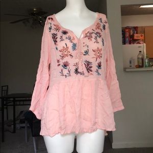 Pink boho top, brand new never worn
